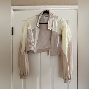 Garage Cropped Colorblock Jacket - Cream & Beige